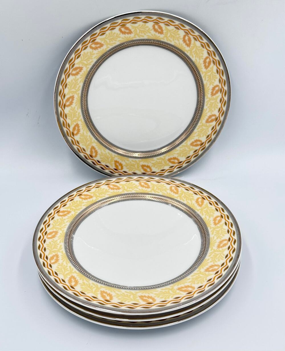 Thun Val St. Lambert Platinum & Gold Fine China 7.5" Salad Bread Plate 4pc Set